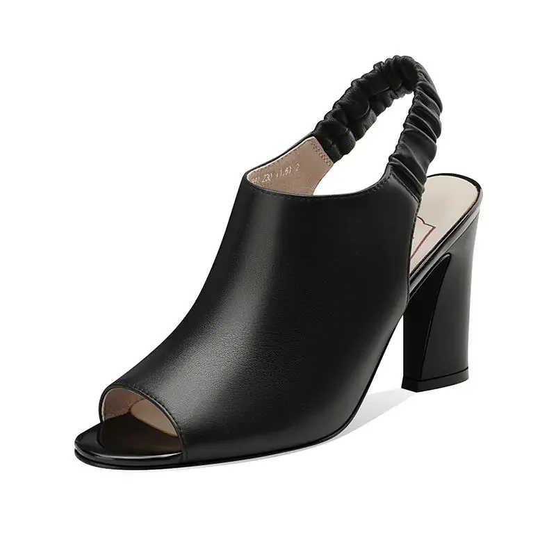 Босоножки женские летние с открытым носком на высоком квадратном каблуке