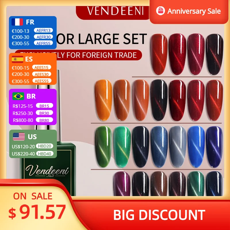 

VDN 15ml Nail Gel Polish Set 24PCS Kit Semi Permanent Soak Off Base Top Coat For Manicure Hybrid Varnishes Poly Nail Gel Art