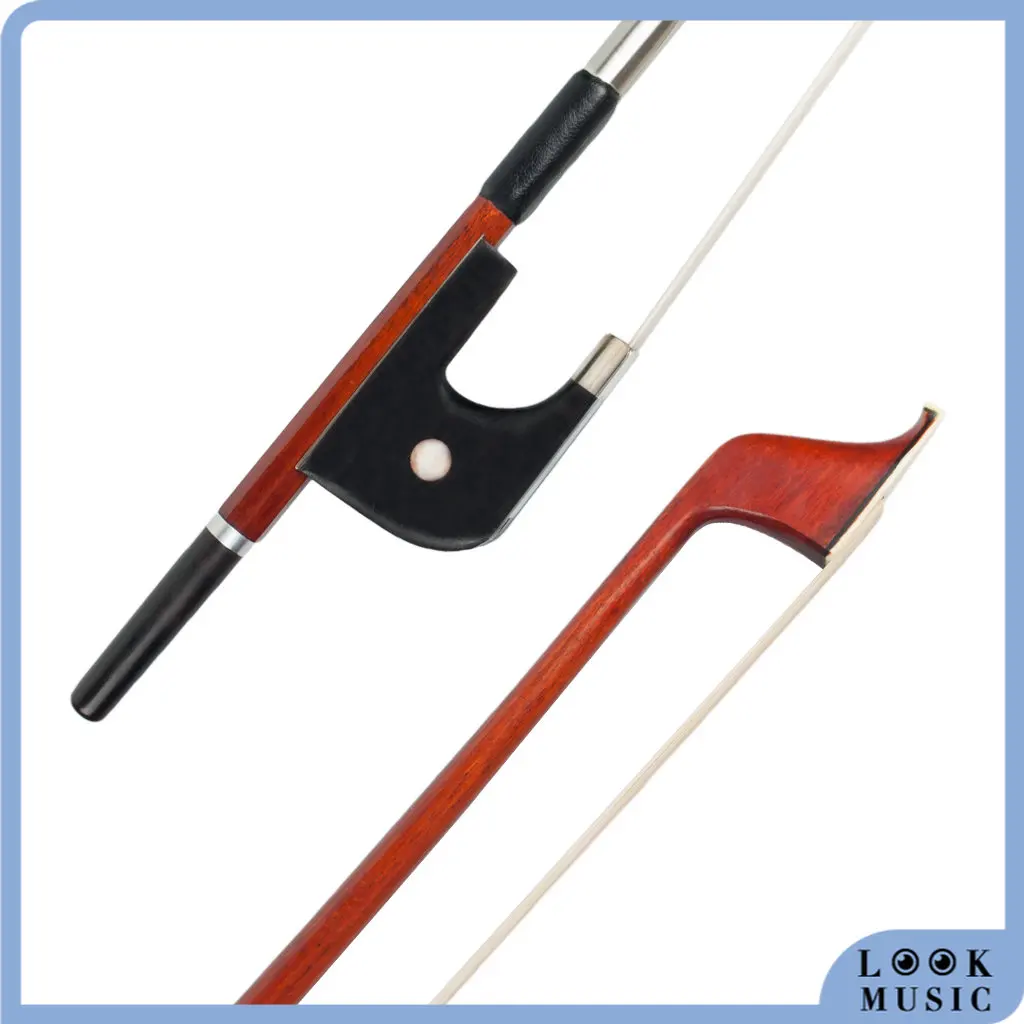 Enlarge LOOK Double Bass Bow For 4/4 Double Bass Sheep Leather Wrap Pernambuco Bow Ebony Frog W/ Mongolia Horse Hair New