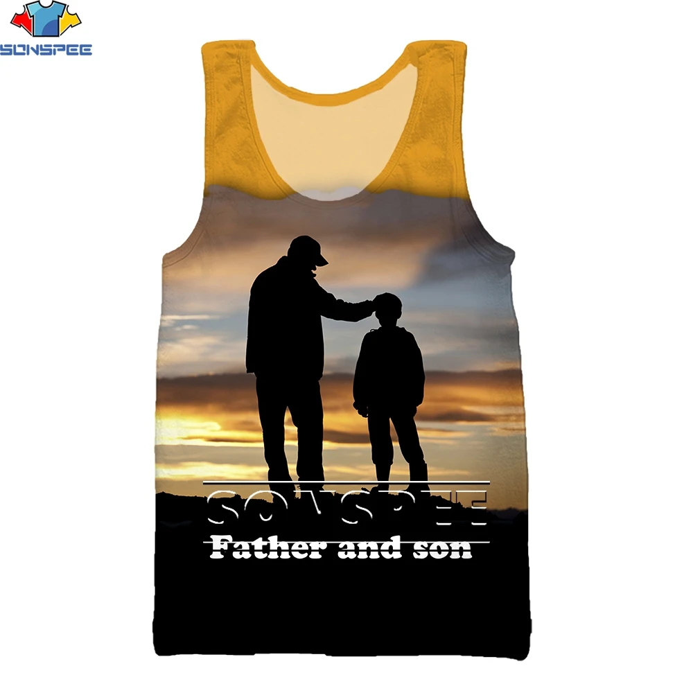 

SONSPEE Father's Day Dad Love June Harajuku Vest Men's Anime 3D Pattern Sleeveless Top Loose TankTop Pullover Simple Sportswear