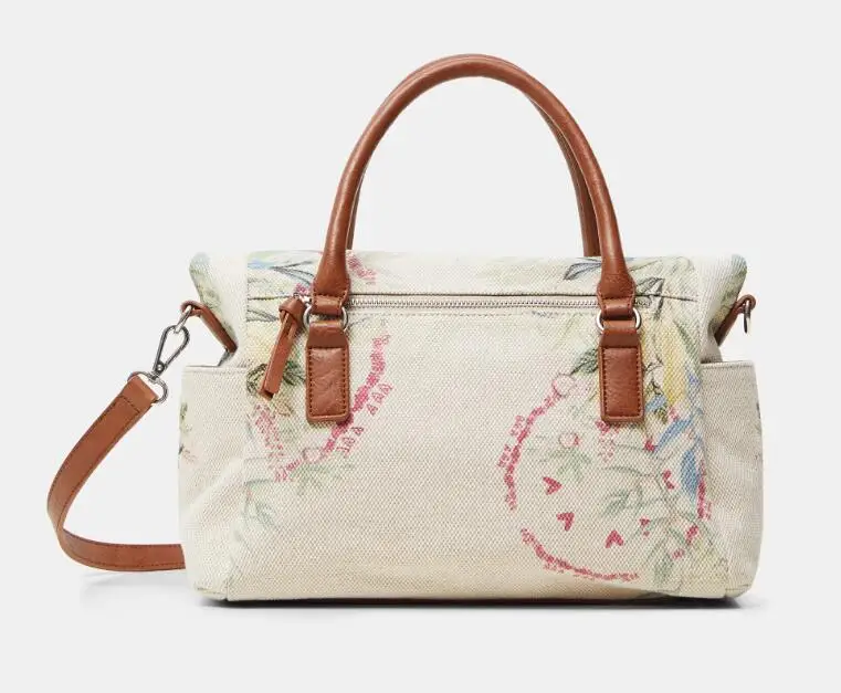 

2022 Spain DESIGUAL Spring New Women's Floral Print Canvas Bag Shoulder Handbag