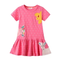 2 7ysummer children princess dress girl cotton dots animals embroidery party casual dresses girls clothes robe fille kids dress