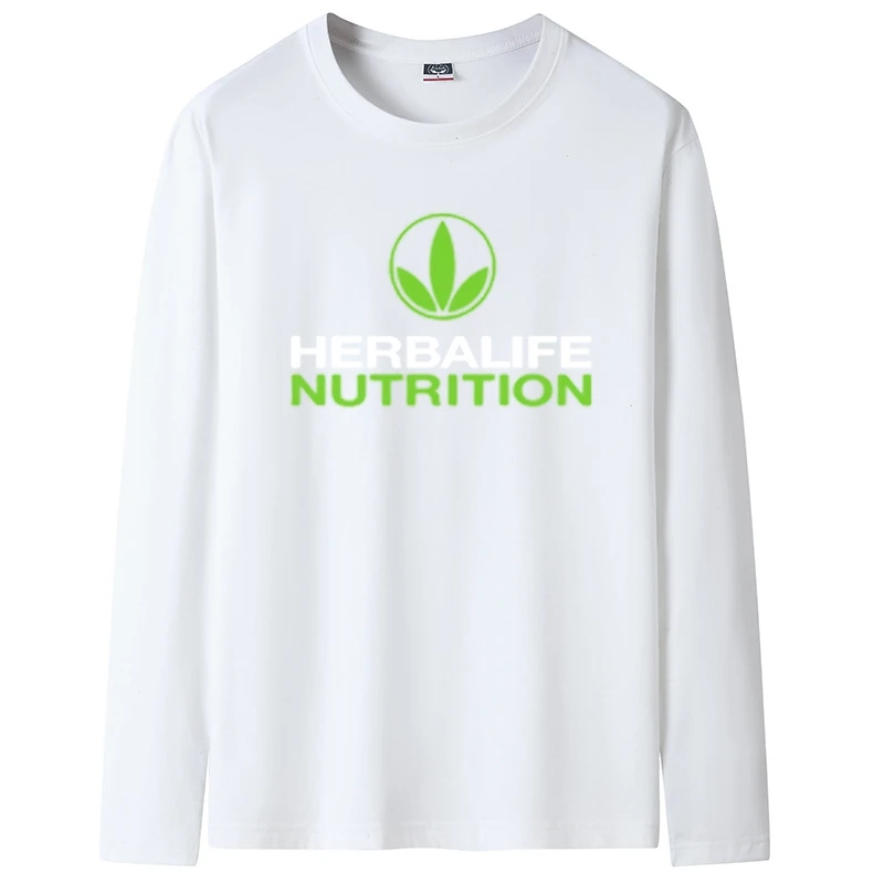 

Футболка Herbalife мужская с длинным рукавом, повседневная хлопковая тенниска с круглым вырезом, модная майка для фитнеса, весна-осень