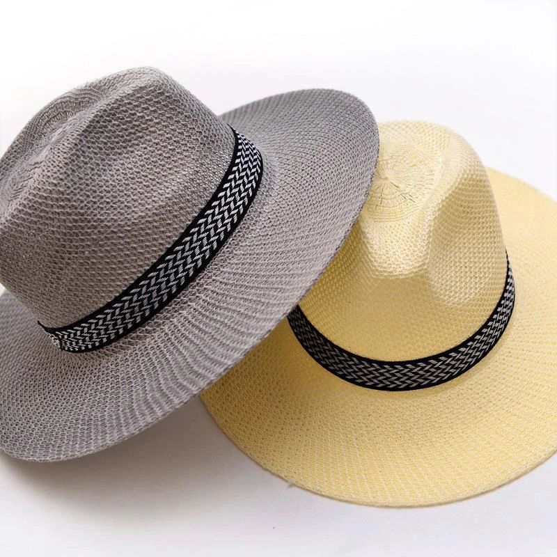 

Шляпа-федора унисекс, Панама от солнца в стиле унисекс, с короткими полями, летняя, упакованная, однотонная, для мужчин