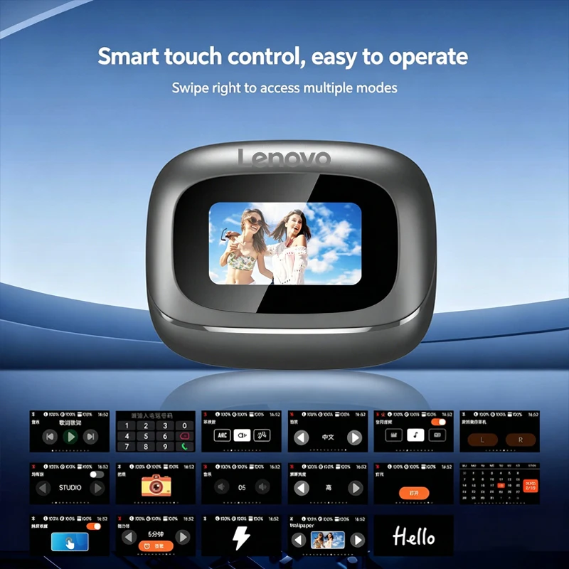 Фото Наушники Lenovo TOUR PRO6 Touch с многофункциональным сенсорным экраном, длительным временем автономной работы, беспроводные TWS, с активным шумоподавлением ANC, глубокими басами и технологией ENC. №2