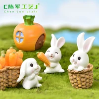 small ornaments micro landscape model cute animal cartoon rabbit carrot house bamboo basket gardening plant resin accessories