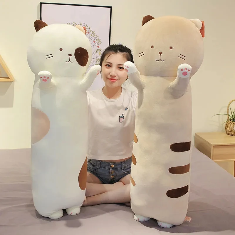 

60-100cm Kawaii Soft Long Cat Body Pillow Plush Huggy Wuggy Knuffel Toys Nap Pillow Bed Sleep Pillow Home Decor Kids Gift