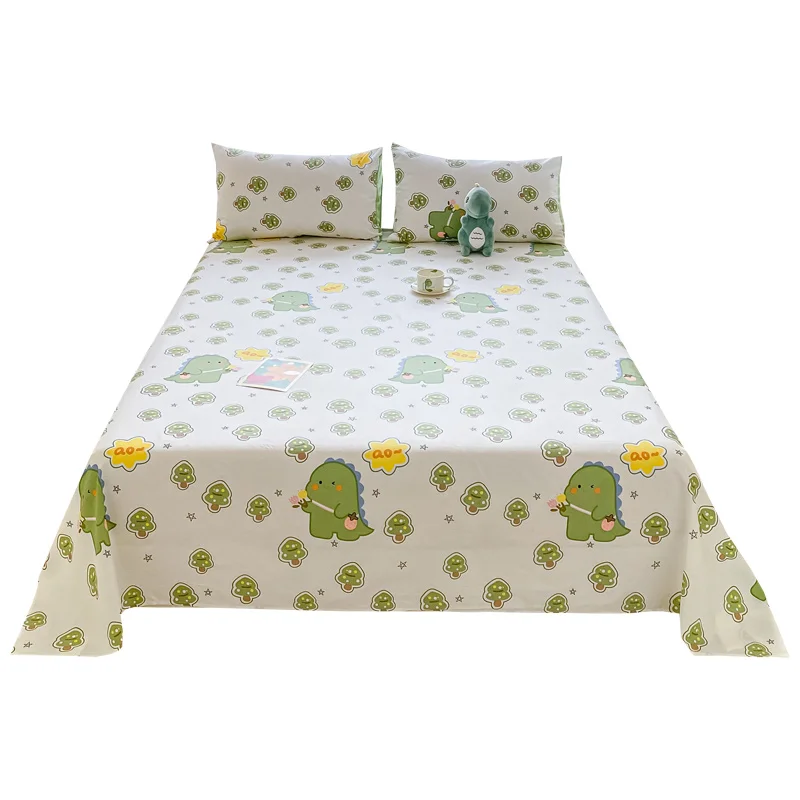 Pure Cotton Bed Sheet 00 Three-Piece Dormitory Single One Meter Five Summer Cool Pillowcase Summe...