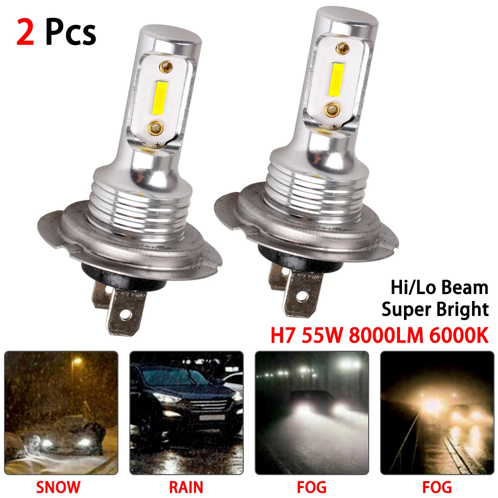 

2Pcs H7 H4 LED Headlight Kit 110W 8000LM Hi Or Lo Beam Bulbs 6000K Super Bright White Led Headlight Car Lamps Car Accessories