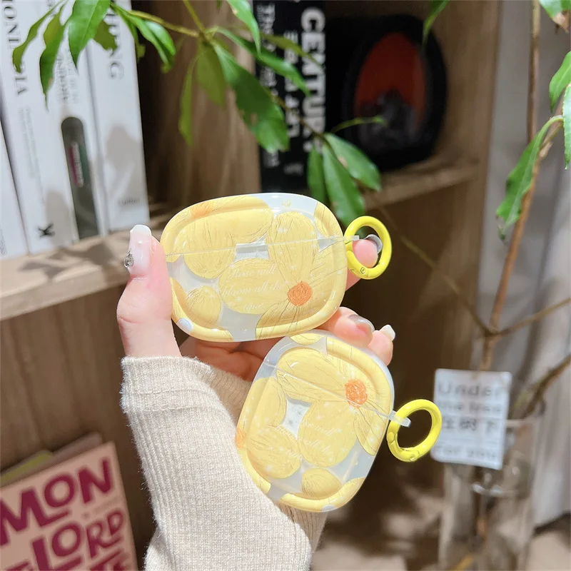 

Korean Ins Style Oil Painting Yellow Flower Earphone Casefor Apple Airpods Pro2 Case for Airpods 3rd Generation AirPod 2 1 Case