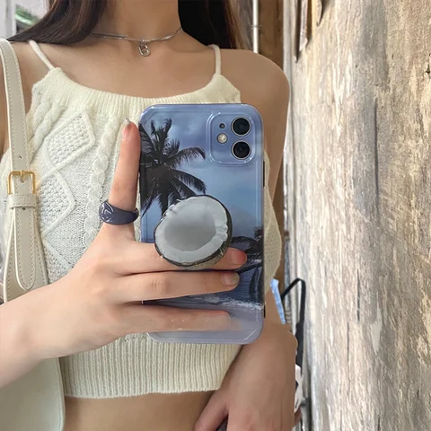 Корейский глянцевый имитация фруктов, кокоса, лимона, инжира, расширяемый держатель для телефона Griptok, ручка, кольцо на палец, поддержка складного держателя розетки