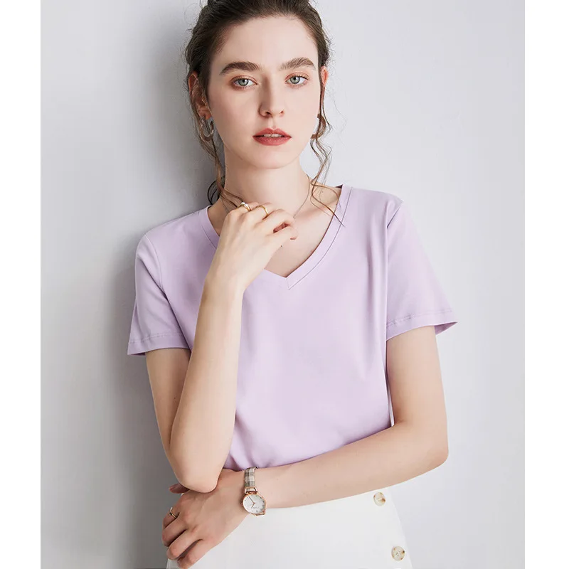 

2022 Summer Classic Women White Short Sleeve Tshirts Casual Cotton Tshirts