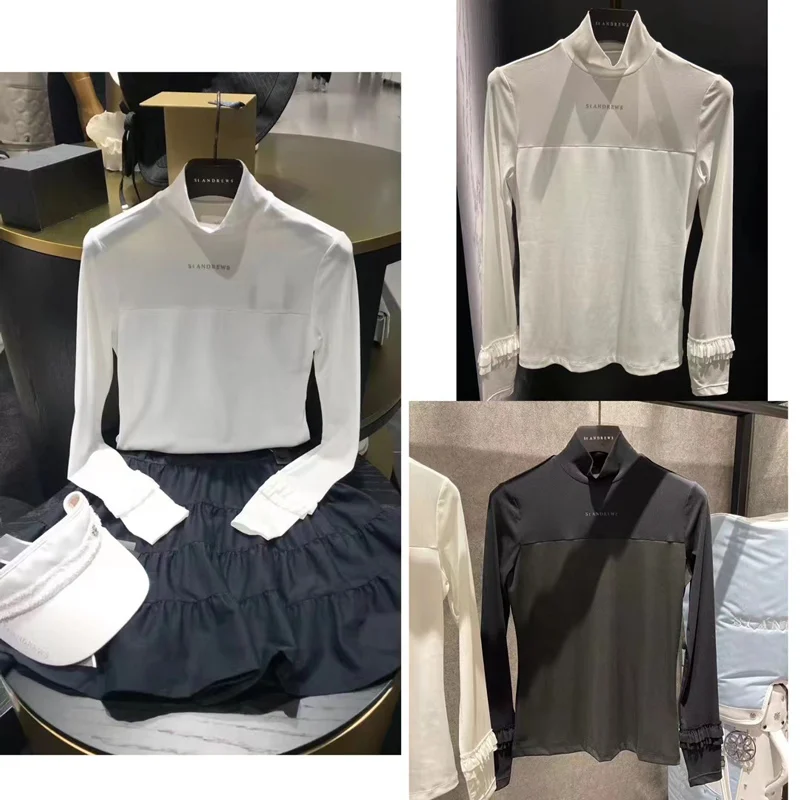 

Standrews Golf Clothing Women's Autumn Sports Long-sleeved T-shirt All-match Slim-fit Slimming Tennis Jersey High Collar Top