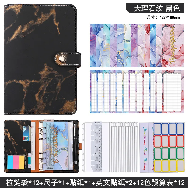 

Marbling A6 Budget Planner Binder Zip Pockets Envelopes Cash Envelopes for Budgeting Money Organizer Monthly Plan Notebook