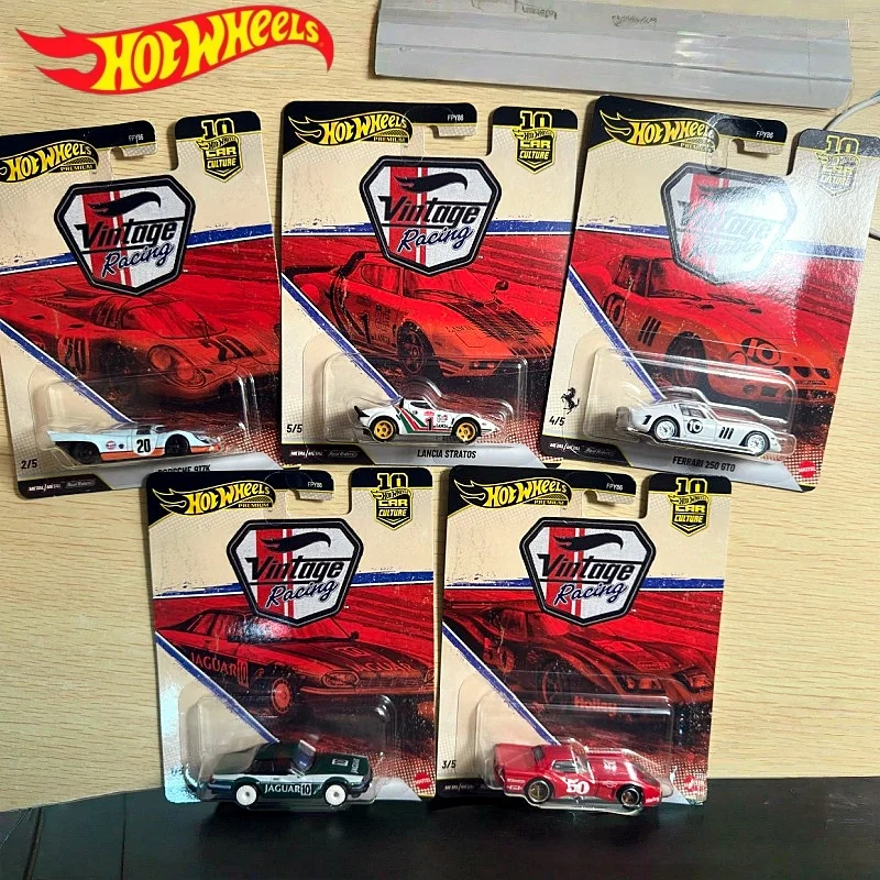 Фото Коллекционные модели автомобилей Hot Wheels Premium Car Culture Vintage Racing 1:64 из литого металла: Jaguar XJS, Porsche, Corvette, Ferrari 250, Lancia, Nissan. Подарок. №1