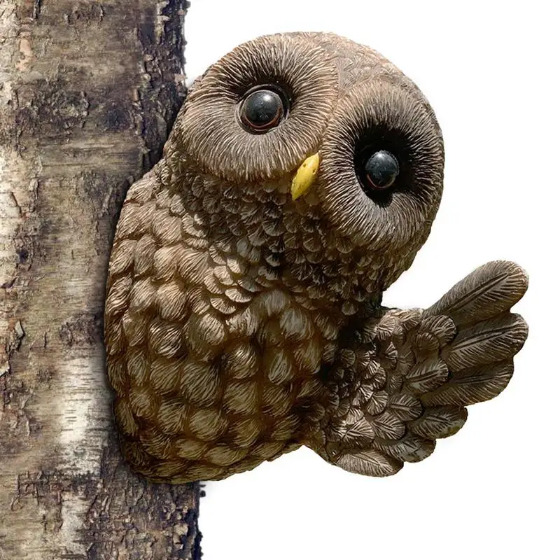 

Статуэтка Сова из смолы, украшение, скульптура животного, уличная садовая статуэтка, скульптура животного, дерево, Hugger, Статуэтка из смолы для лужайки