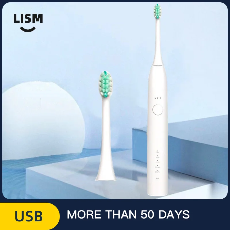 

Электрическая зубная щетка LISM для взрослых, ультразвуковая Водонепроницаемая Автоматическая быстро заряжаемая, с USB