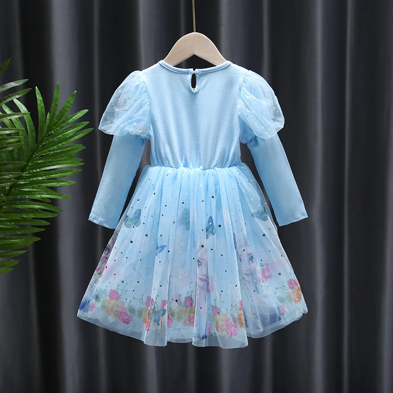 Осенние детские платья для девочек кружевное Сетчатое летнее платье принцессы