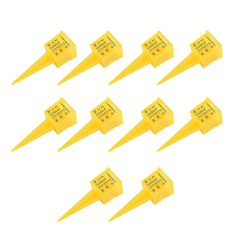 

10 Pcs 1.5 Inch Rain Gauge, Sprinkler Gauge, Wide Mouth, Yellow Garden Outdoor Water Measuring Tool
