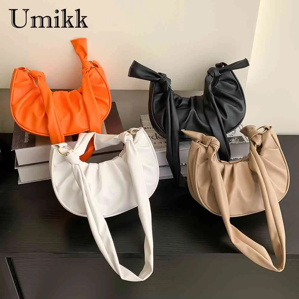 

Изысканная женская сумка на плечо, дизайнерский однотонный саквояж в форме полумесяца для подмышек, повседневный Дамский саквояж для вареников