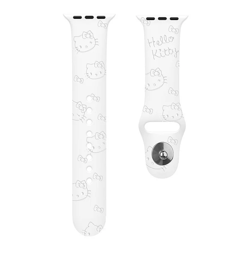 Силиконовый ремешок Hello Kitty для Apple Watch Band 44 45 42 40 38 41 модный браслет IWatch Kawaii