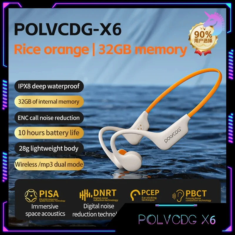 Наушники Polvcdg с костной проводимостью Bluetooth-наушники память 32 ГБ IPx8