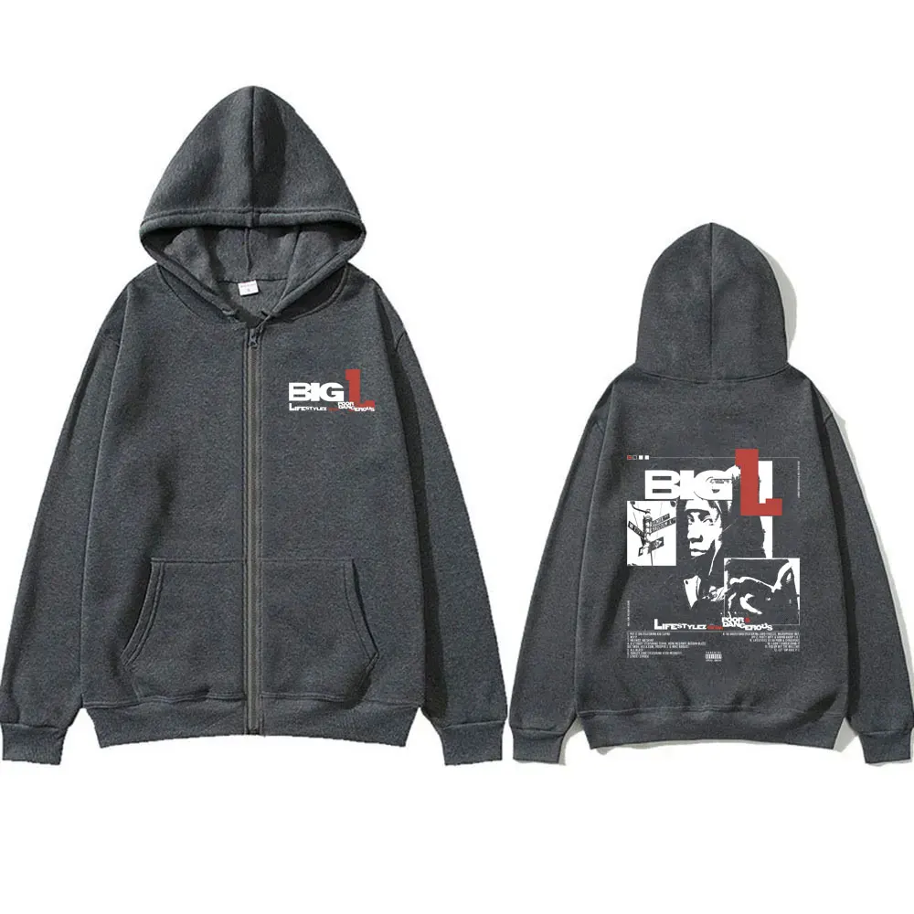 Rapper The Notorious Big L Lifestylez of Poor and Dangerous Zipper Hoodie Biggie Smalls Zip Up Hoodies Men's Hip Hop Jacket