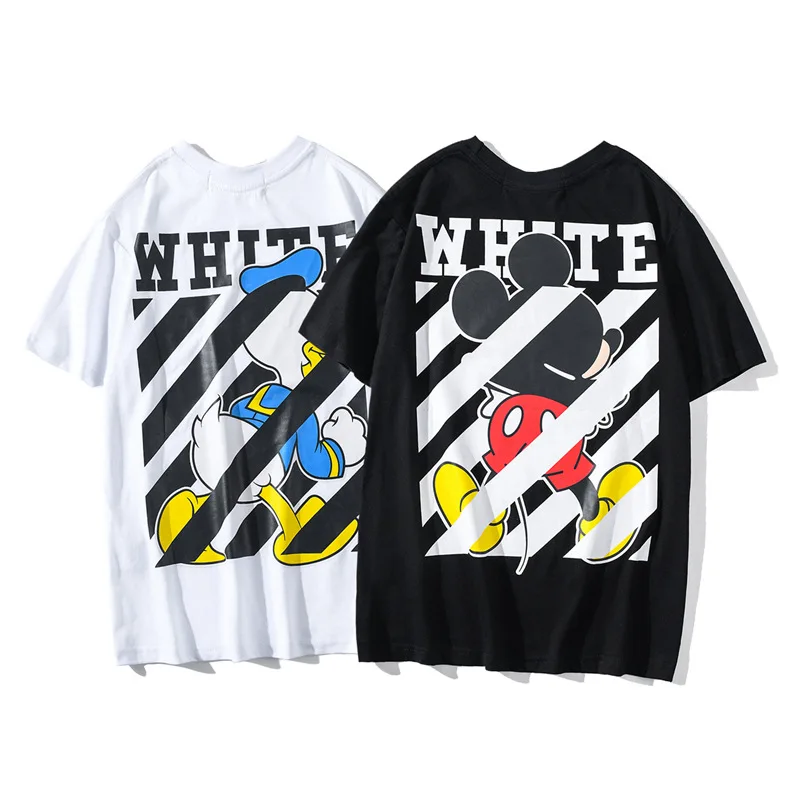 

Mickey Mouse Woman T Shirt Mens Donald Duck Print Short Sleeve Summer Cotton Black White Tee Tops Male Fashion woman tshirts