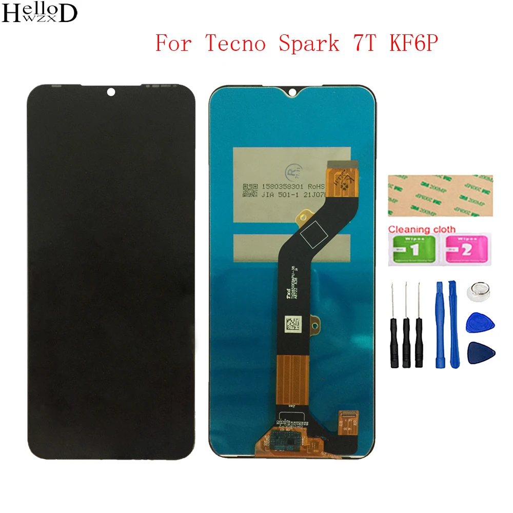 

New Tested LCD Display For Tecno Spark 7T KF6P LCD Display Touch Screen Digitizer Assembly Replacement Part + Tools