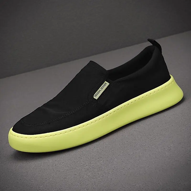 Hot Fashion Black Casual Shoes For Men Canvas Shoes Breathable Handmade Loafers Slip On Summer Casual Sneakers Men's Flats