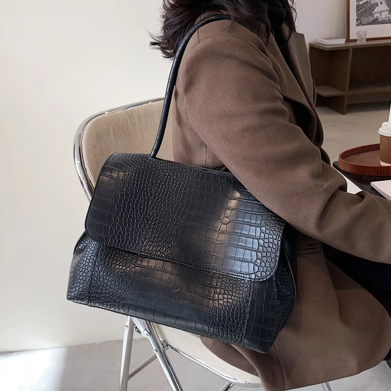 designer crocodile pattern women handbag large capacity shoulder bags for female 2022 casual totes pu leather messenger bag free global shipping