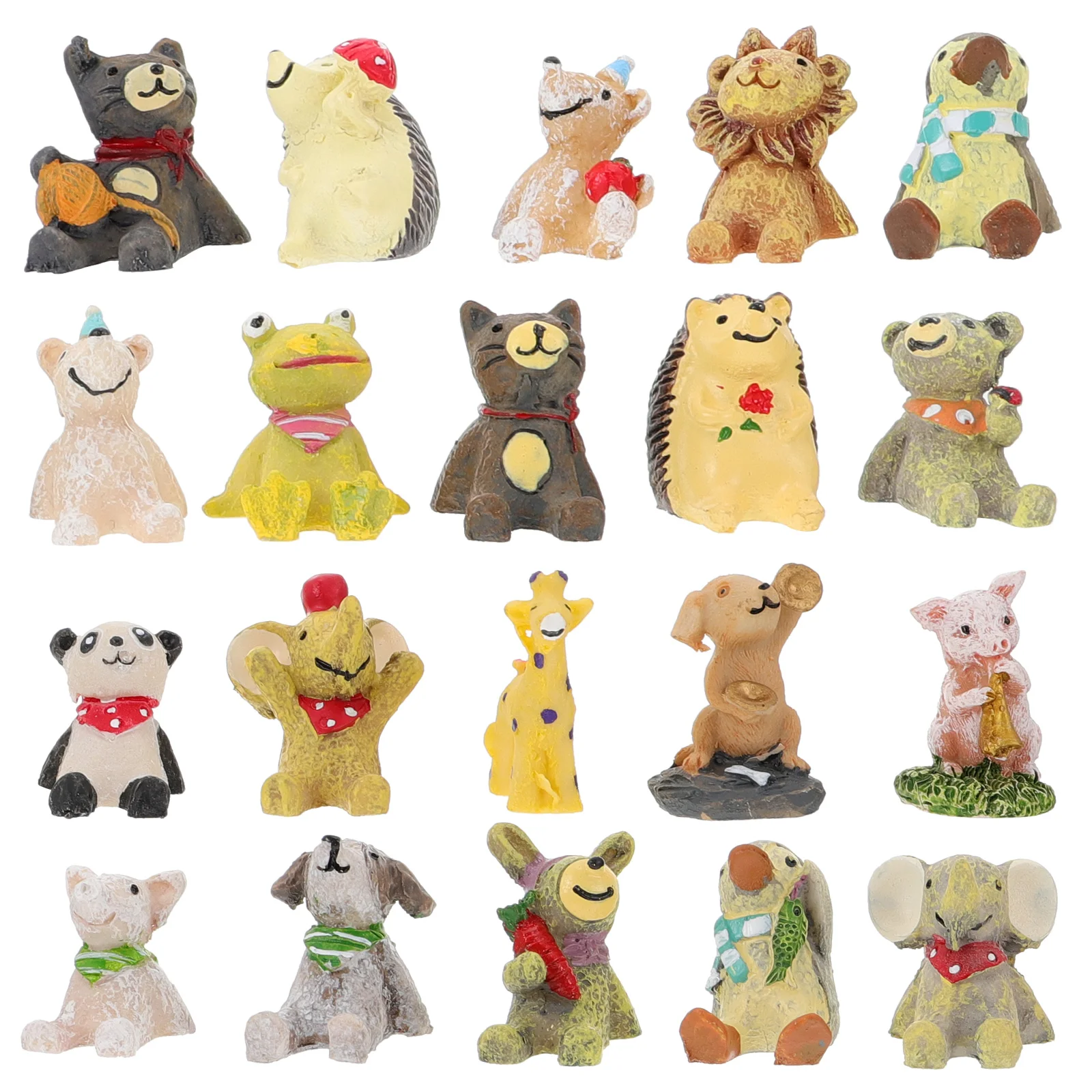 Миниатюрные статуи животных с микро-пейзажем 20 шт. полимерные поделки игрушки