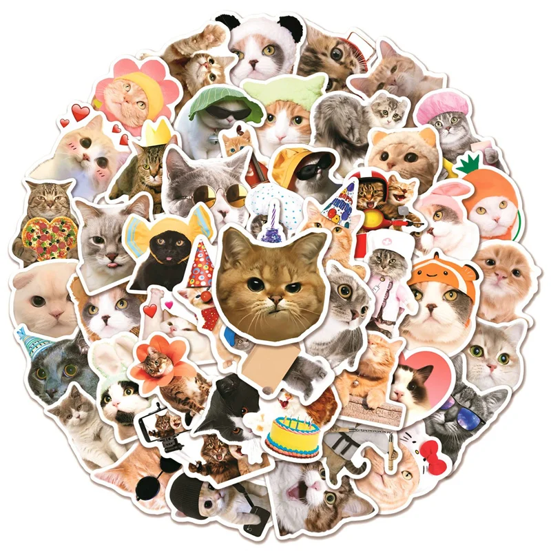 

50Sheets Cat Cute Decorative Stickers Laptop Mug Waterproof Quirky Stickers For School Kids