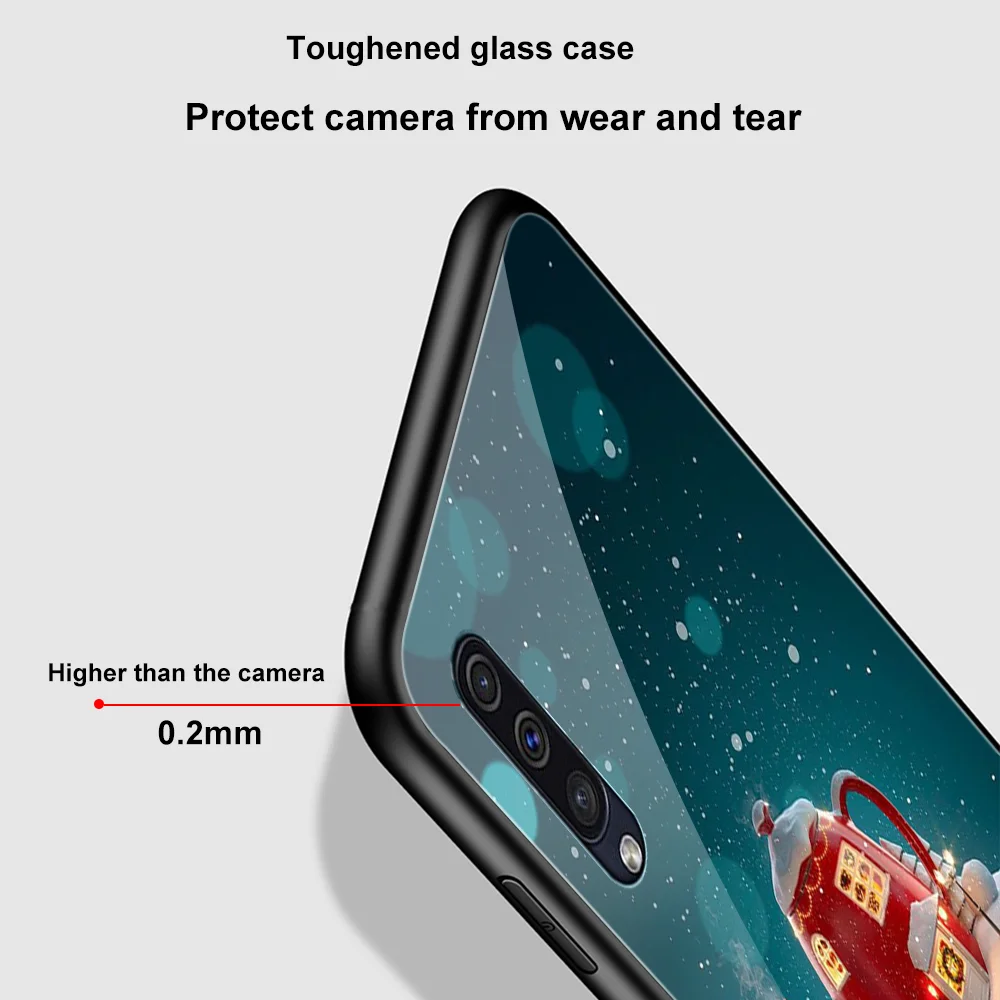 Case For Samsung A50 A51 A71 A70 A20 A40 A20E S10 S20 FE S9 S22 Ultra Puls Note 20 10 9 Plus Glass Phone Cases Christmas Capa