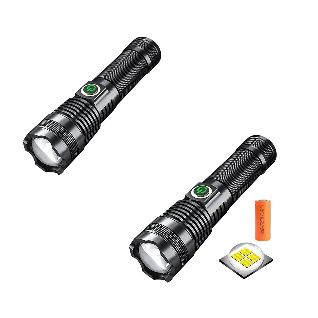 

Zoomable Flashlights with Power Display 1000 Lumens Outdoor Battery Torch Waterproof USB Charging Light Fishing Type2