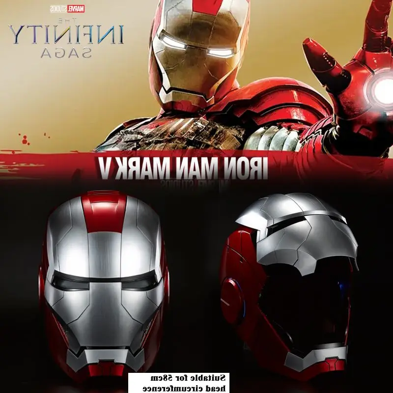 Marvel 2022Hot 1:1 Iron Man helmet Mk5 Electric Helmet Multi-piece Opening And Closing Helmet Voice Control Eyes Model Adult