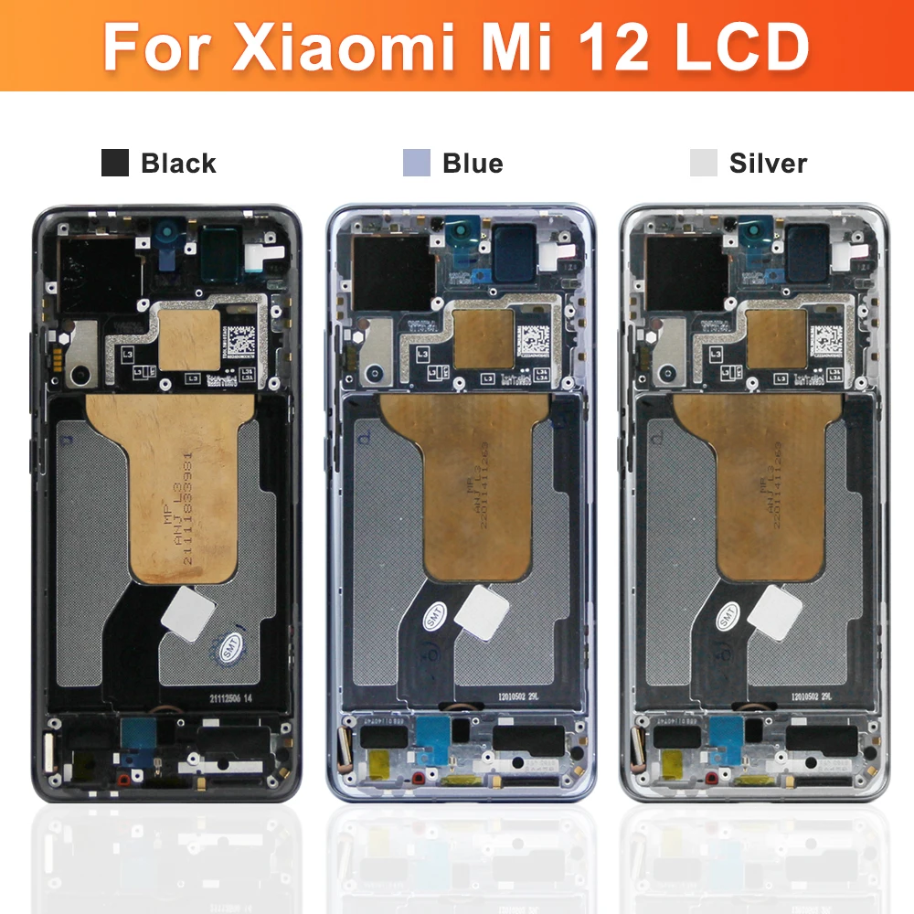 Ceny 100% Oryginalny Dla Xiaomi Mi 12 Wyświetlacz LCD Ekran Digitizer Panel Dotykowy Wymiana Zespołu Dla Xiaomi Mi 12X Ekran Z Ramą
