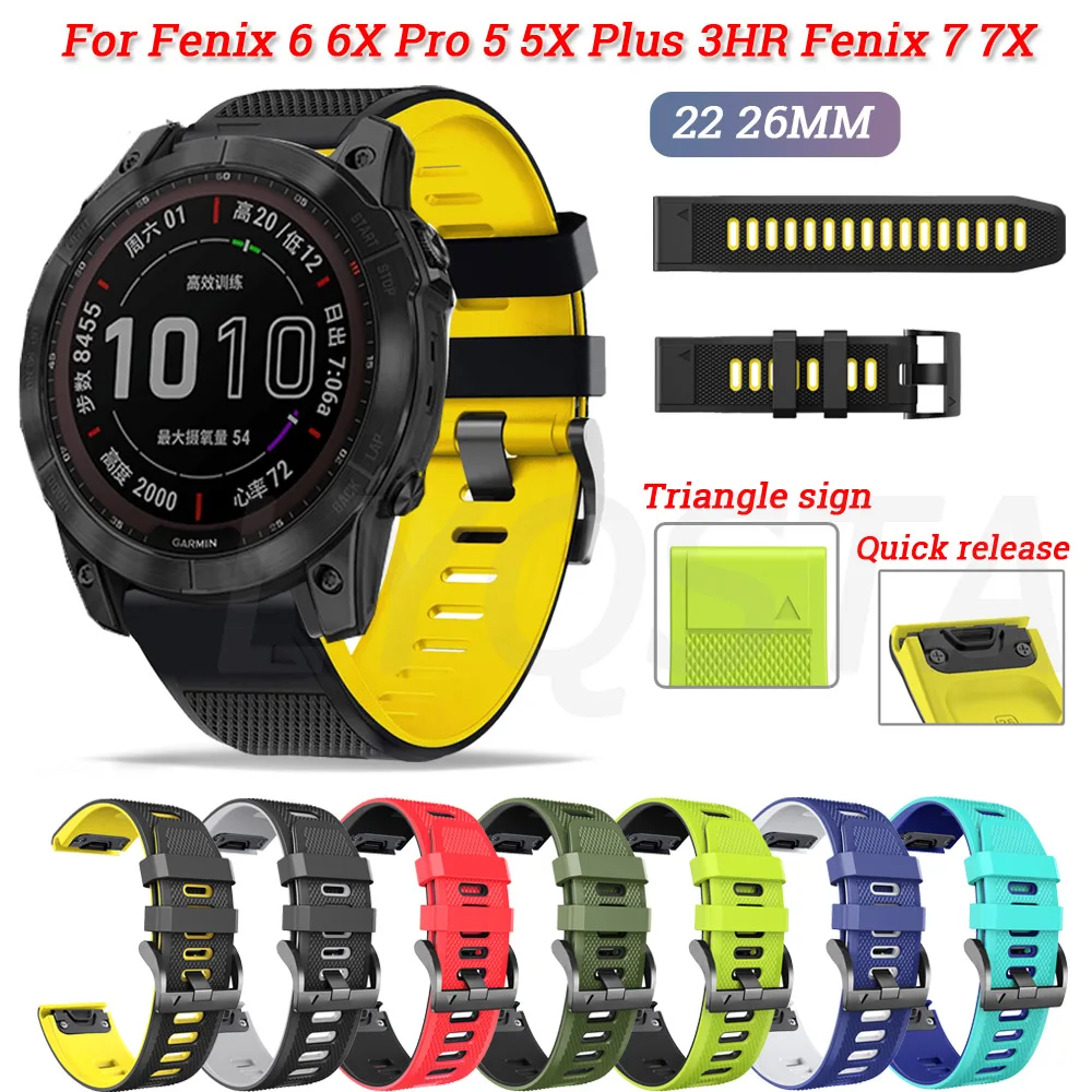 

22 26mm Silicone Replacement Smart Strap For Garmin Fenix 7X 7 6 6X Pro 5 5X Plus 3HR 935 Easy Fit Quick Release Wristband Band