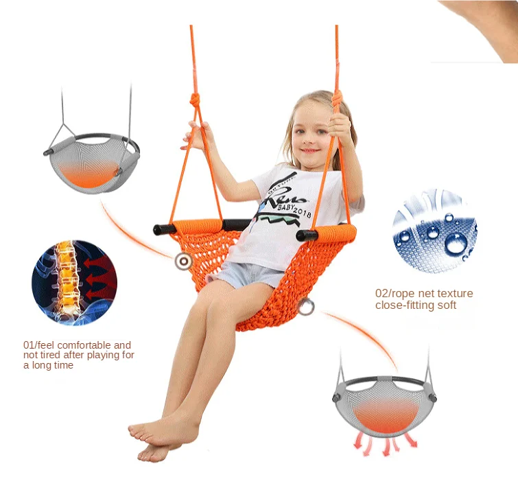 

Children's Indoor Swing Hand-woven Indoor Baby Outdoor Swing Hanging Chair Household Mesh Swing Rope Net Tribe hanging swing