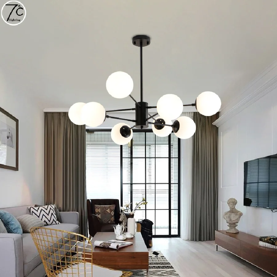 

Nordic Living Room Lamp Bedroom Restaurant Shop Atmosphere Magic Bean Molecule Tea Room Ceiling Chandelier Sputnik ChandelierE27