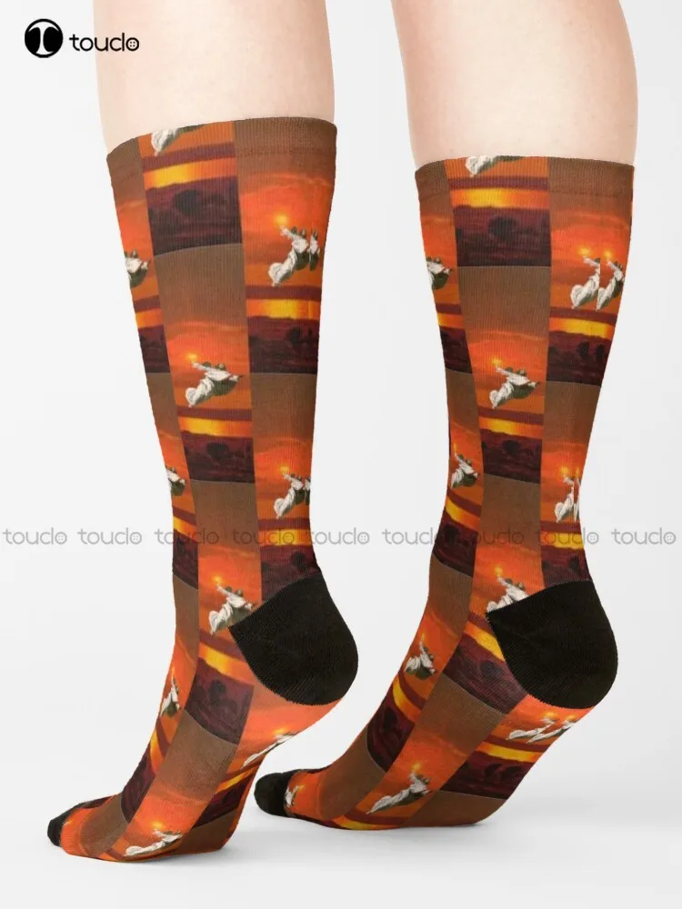 

Jesus Dunking A Sunset Socks Halloween Socks Men Harajuku Personalized Custom Unisex Adult Teen Youth Socks 360° Digital Print
