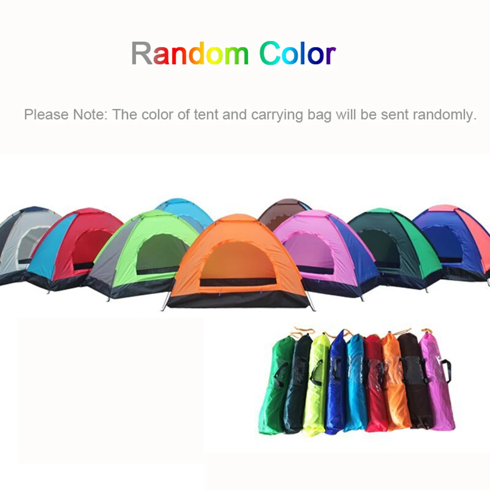 

1/2 Person Camping Tent Easy Set-Up Lightweight Garden Sun Shield Outdoor Hiking Oxford Cloth Fiberglass Random Color