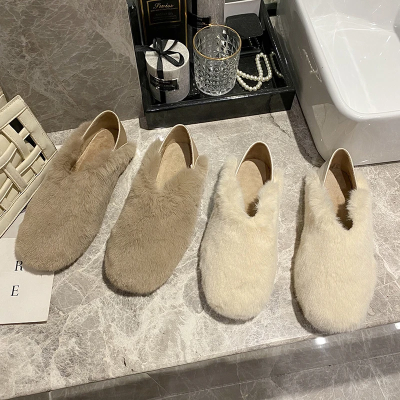 

Women's Shoes 2022 Autumn New Flat Non-slip Two-wear Fashion All-match Fairy Style Fur Shoes кроссовки женские Zapatos De Mujer