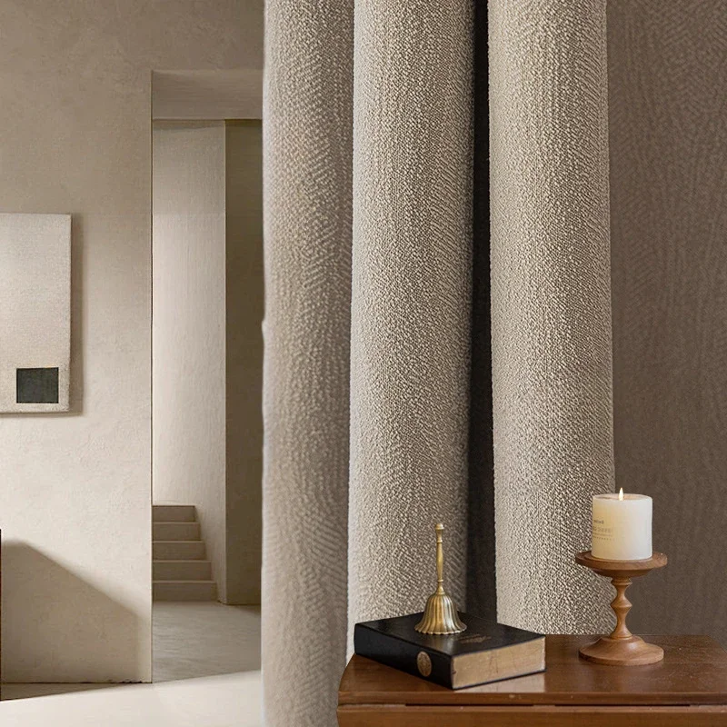 Цвет воды молочного чая хлопок Shuifu высокие плотные шторы для спальни гостиной