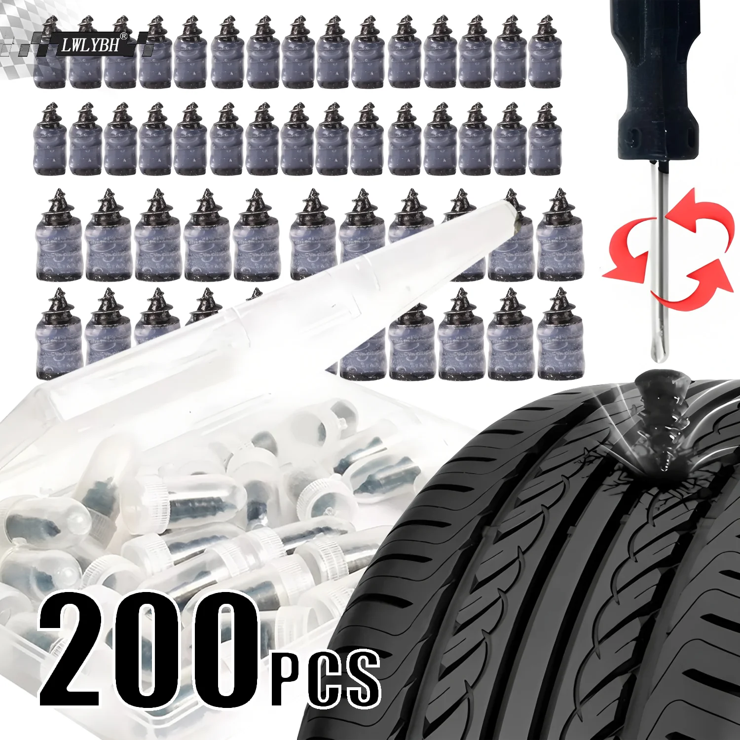 Réparation de pneus de voiture, vis de pneu sous vide, Patch en caoutchouc, roue de voiture, Kit universel de réparation de crevaison, outil de clous Tubeless pour voiture et moto