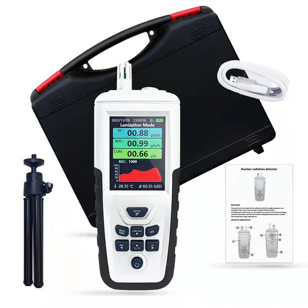 

Multifunctional Electromagnetic Nuclear Radiation X α β γ Rays Detector 3.2 inch LCD Backlight Display with Sound Alarm Function
