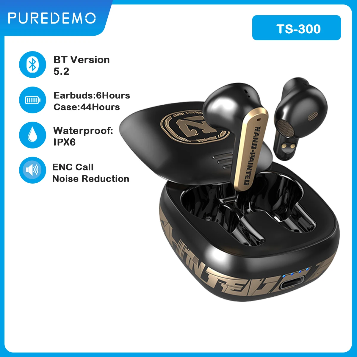 

Wireless Headphones ENC HD Call Noise Canceling Bluetooth 5.2 Earphone IPX5 Waterproof Sports Headset Earbuds with Microphone