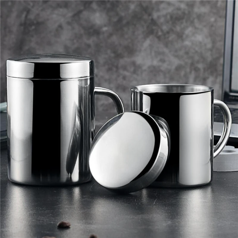 

Large Capacity Milk Vacuum Flask Kitchen Stainless Steel Cup With Lid Bar Easy To Grasp Double Wall Drinking Office Cup Supplies