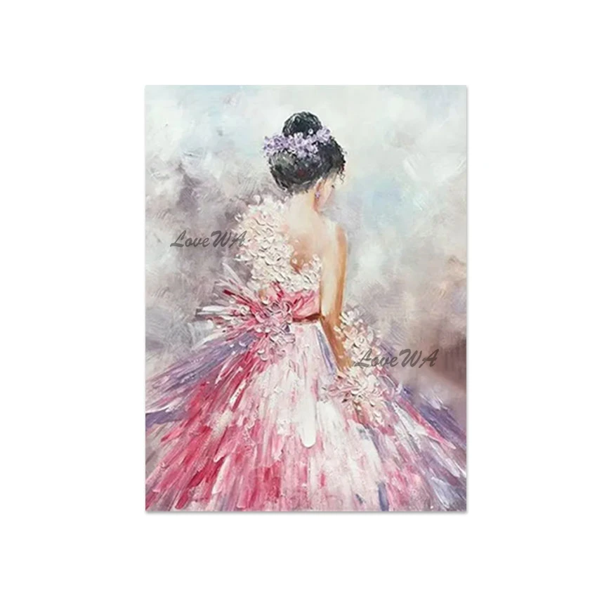 Балерина картины маслом розовый белый цвет акриловый нож холст абстрактная