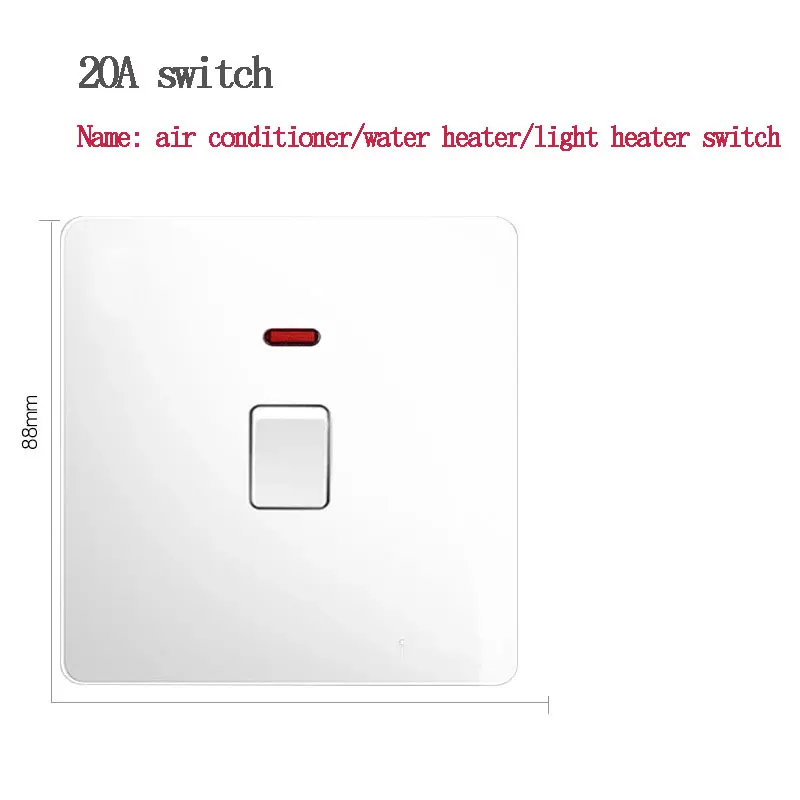 

86 Британский настенный скрытый переключатель 20А, панель розеток, двойной разрыв, 45А, высокая мощность, кондиционер, водонагреватель, выключатель с изогнутой рамкой